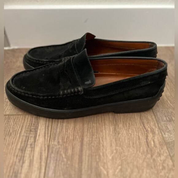 Men’s TODS Black Suede Penny Loafers Size 10
